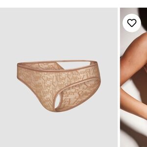 Sheer Logo-Print Bikini Briefs in Nude